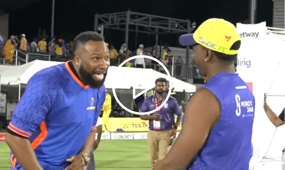 [Watch] Kieron Pollard Teases DJ Bravo With 'Flying' Gesture After MINY Defeats TSK in MLC Challenger